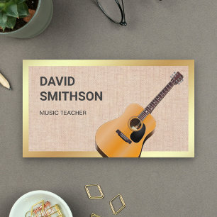 Burlap Classy Guitar Music Lärare Guitarist Visitkort