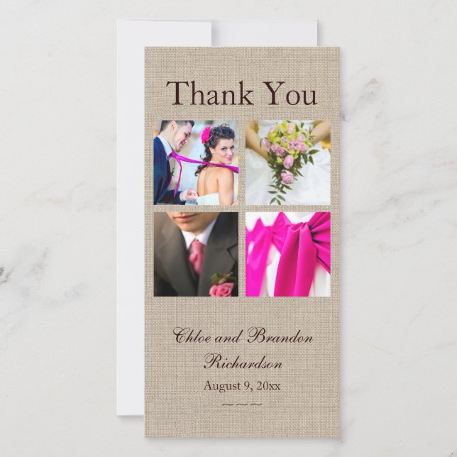 Burlap Collage Tack Photo Card Kort (Framsida)