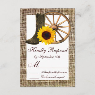 Burlap Cowboy Boots Wagon Wheel Solros OSA Kort