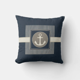 Burlap Effect Nautisk Frakts fästpunkt stripe Kudde