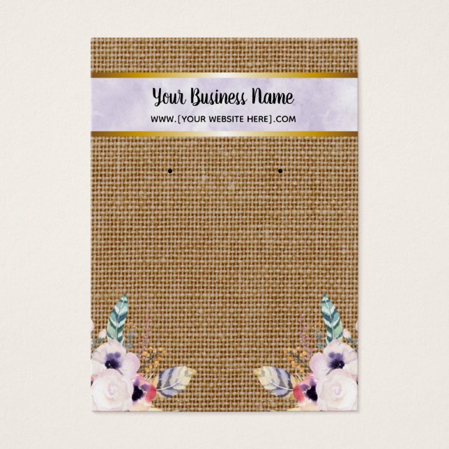 Burlap Flowers Boho Earring Visning Cards Visitkort (Framsidan)
