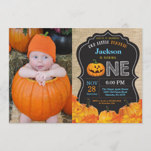 Burlap för blått för födelsedag för Halloween Inbjudningar