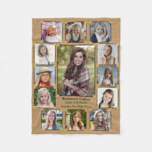 Burlap för Collage för högstadiumstudentenfoto Fleecefilt
