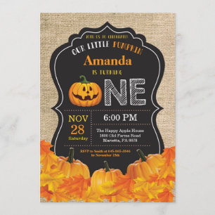 Burlap för inbjudan för födelsedag för Halloween