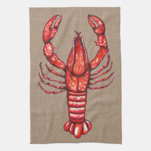 Burlap för Louisiana Cajun kräftorFaux Kökshandduk