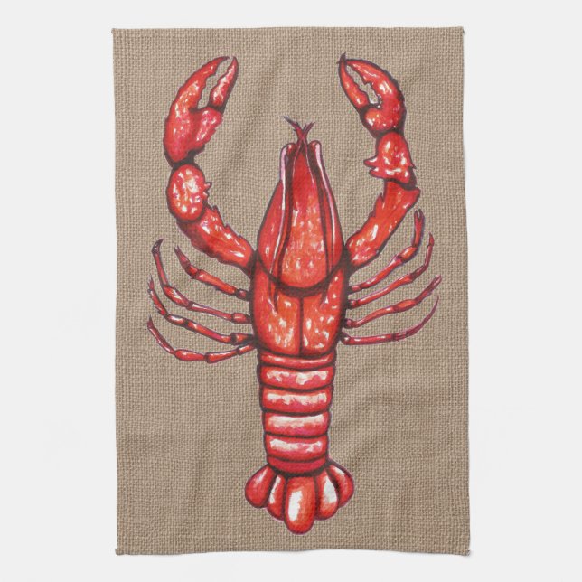 Burlap för Louisiana Cajun kräftorFaux Kökshandduk (Vertikal)