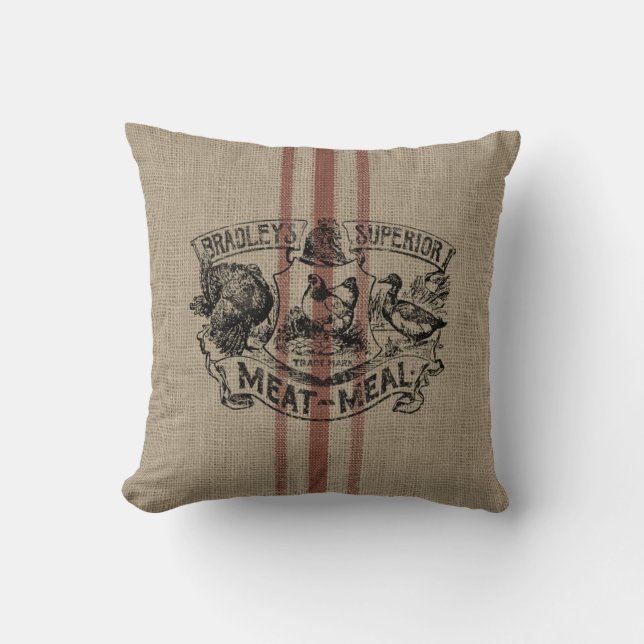 Burlap Grain Sack Kudde (Framsida)