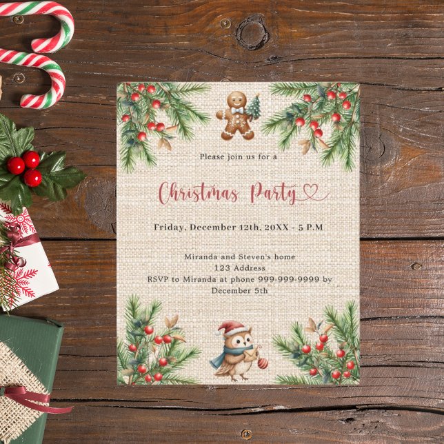 Burlap gräs inbjuden till naturlig julfest (Skapare uppladdad)