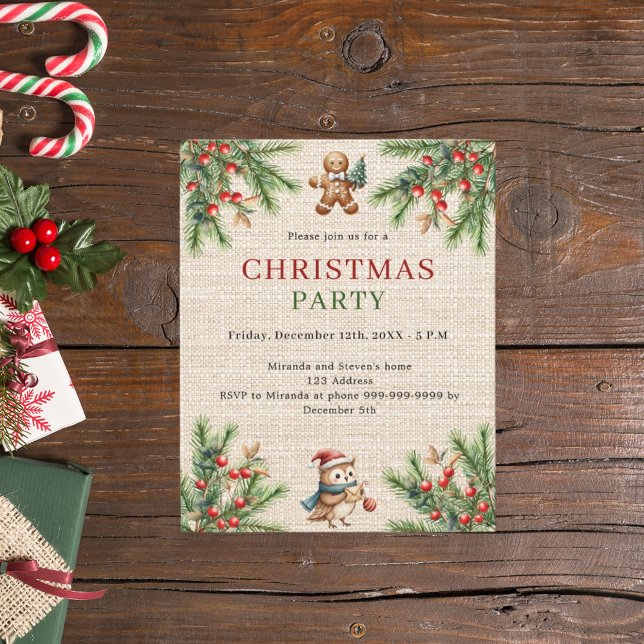 Burlap gräs inbjuden till naturlig julfest (Skapare uppladdad)