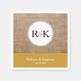 Burlap & Guld Monogrammed Bröllop Pappersservett