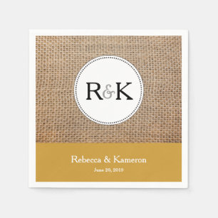 Burlap & Guld Monogrammed Bröllop Pappersservett