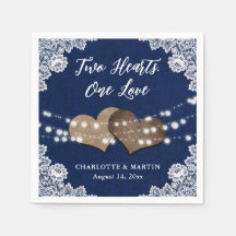 Burlap Hearts Snöre Rustic Navy Blue Bröllop