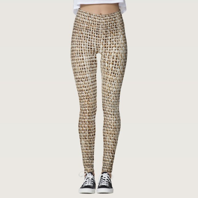 Burlap Hessian Background Struktur Leggings (Framsida)