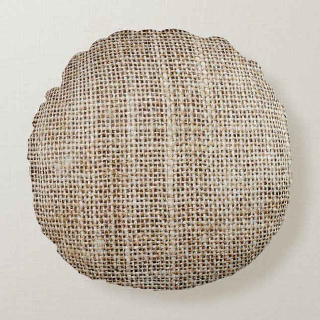 Burlap Hessian Background Struktur Rund Kudde (Framsidan)