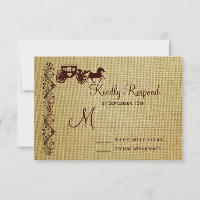 Burlap Horse and Carriage Bröllops OSA Cards (Framsida)