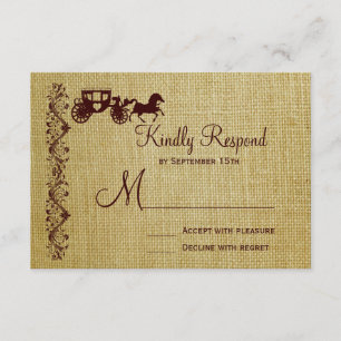 Burlap Horse and Carriage Bröllops OSA Cards Kort
