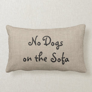 Burlap inga hundar på soffan lumbarkudde