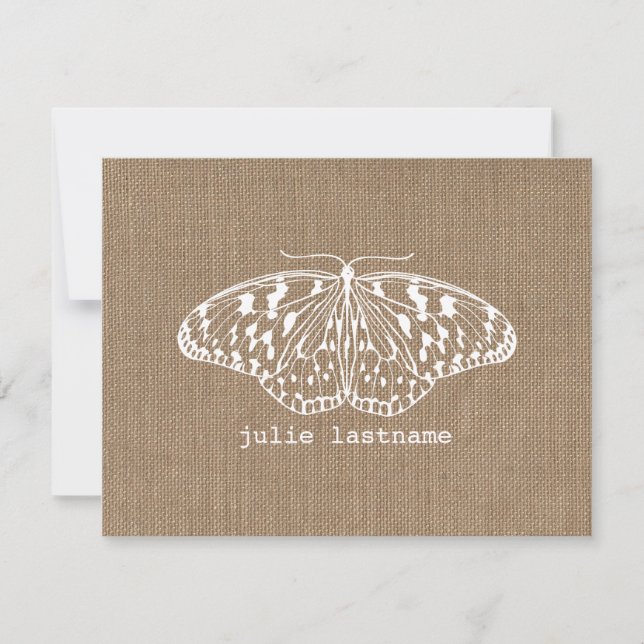 Burlap Inspired Butterfly Flat Notecards Anteckningskort (Framsida)