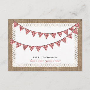 Burlap Inspired Red Gingham Bunting OSA Kort
