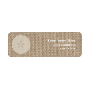 Burlap Inspired Sand Dollar-Adressetiketter Returadress Etikett
