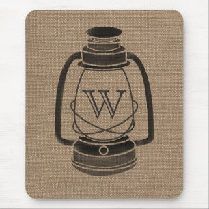 Burlap inspirerad Monogramoljalykta Mousepad Musmatta