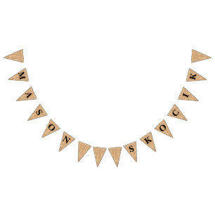 Burlap Jute Bunting "Namn" Bröllop Vimplar