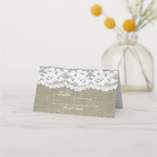 Burlap & Lace Enkel Country Rustik Bröllopsbord Placeringskort
