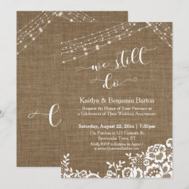 Burlap Lace Ljus Sladdar Vi gör fortfarande årsdag Inbjudningar