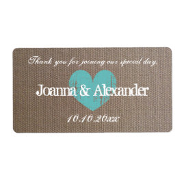 Burlap land chic bröllop vattenflaska  fraktsedel