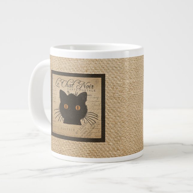 Burlap Le Chatta Noir-Fransken Svarta katten Jumbo Mugg (Framsida vänster)