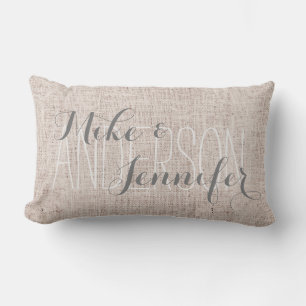 Burlap-like Personalize Bröllop Namn Date Gift Lumbarkudde