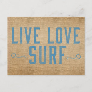 Burlap Live Kärlek Surfa Vykort
