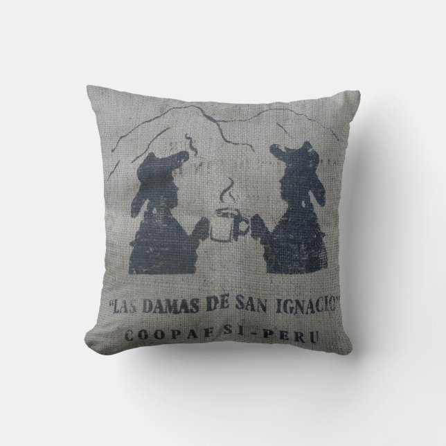 BURLAP (LOOK) COFFEE ÄLSKARE PERU BREW Dekorativ k Kudde (Framsida)