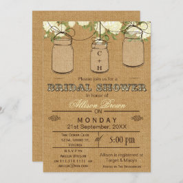 Burlap, Mason burk, Rustik möhippa Inbjudningskort