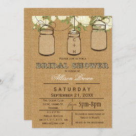Burlap, Mason burk, Rustik möhippa Inbjudningskort