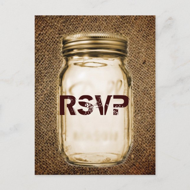 burlap Mason burk westerna land utanför bröllop Vykort (Framsida)