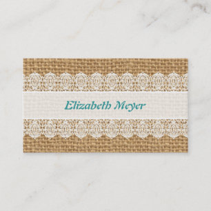 Burlap med delikat snöre - shabby chic visitkort