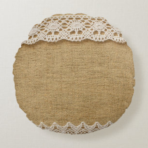 Burlap med snöre rund kudde
