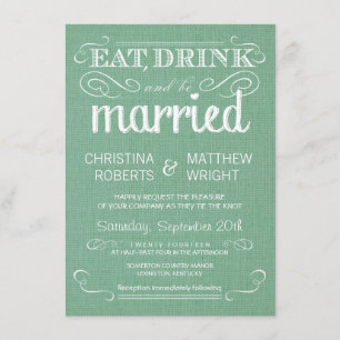 Burlap Mint Grönt Rustic Wedding Investigations Inbjudningar