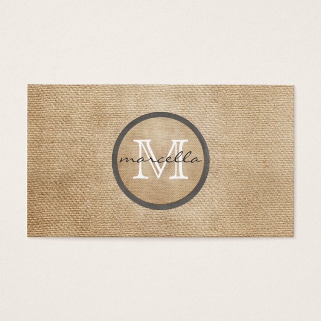 Burlap Monogram Visitkort (Framsidan)