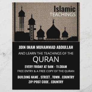 Burlap Mosque Silhouette, Islamic Teaching Advert Reklamblad