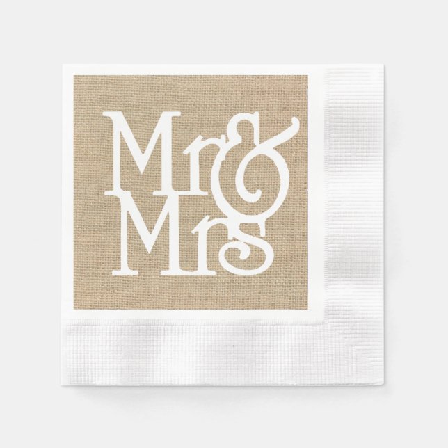 Burlap Mr. & Mrs Papper Napkins Pappersservett (Framsidan)