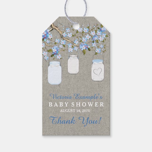 Burlap Murkelburkar Baby Shower Presentetikett (Framsidan)