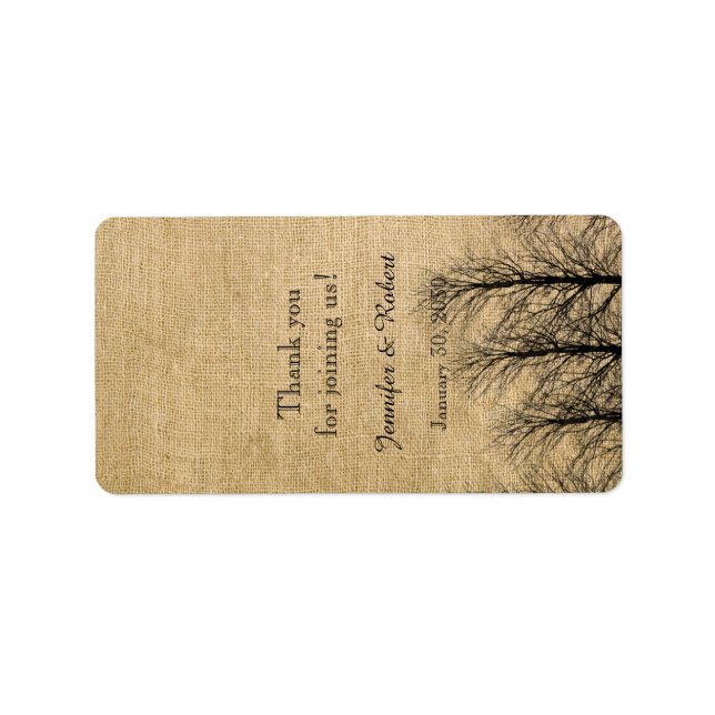 Burlap och Birch Posh Bröllop Lip Balm-etikett Adressetikett (Framsidan)