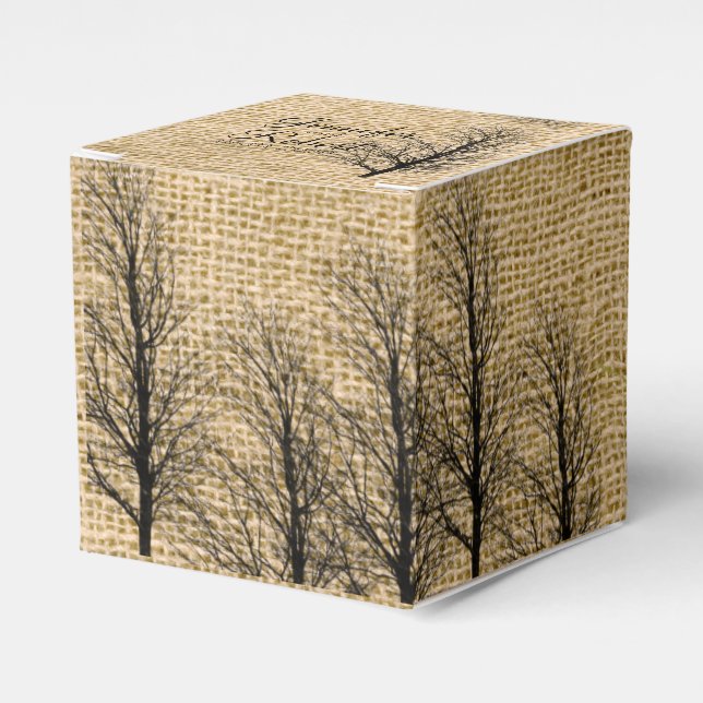 Burlap och Birch Posh Wedding Favor Box Presentaskar (Framsidan Sidan)