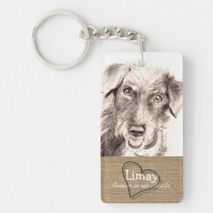 Burlap och hjärta älsklings- minnes- Keychain me