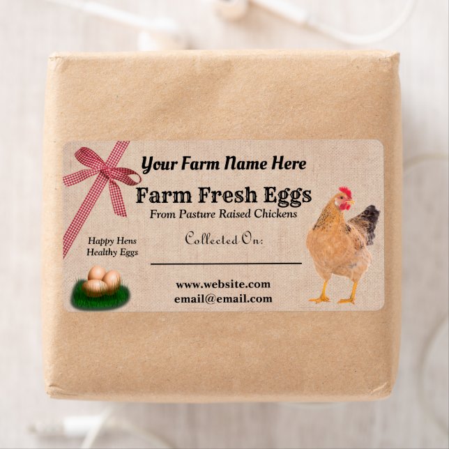 Burlap och Play Farm Fresh Chicken Eggs Fraktsedel (Insitu)