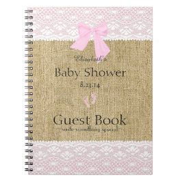 Burlap och snöre avbildar den rosa baby anteckningsbok