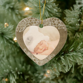 Burlap och Snöre Baby Första jul Julgransprydnad Keramik