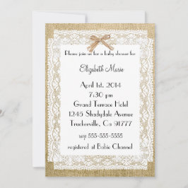 Burlap och Snöre Baby Shower Inbjudningar